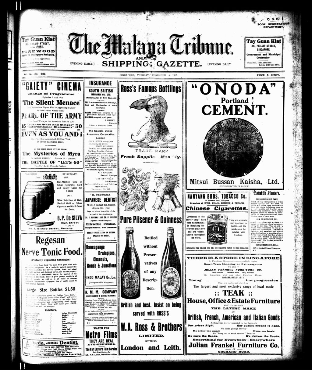 Miniature of Malaya Tribune 04 December 1917