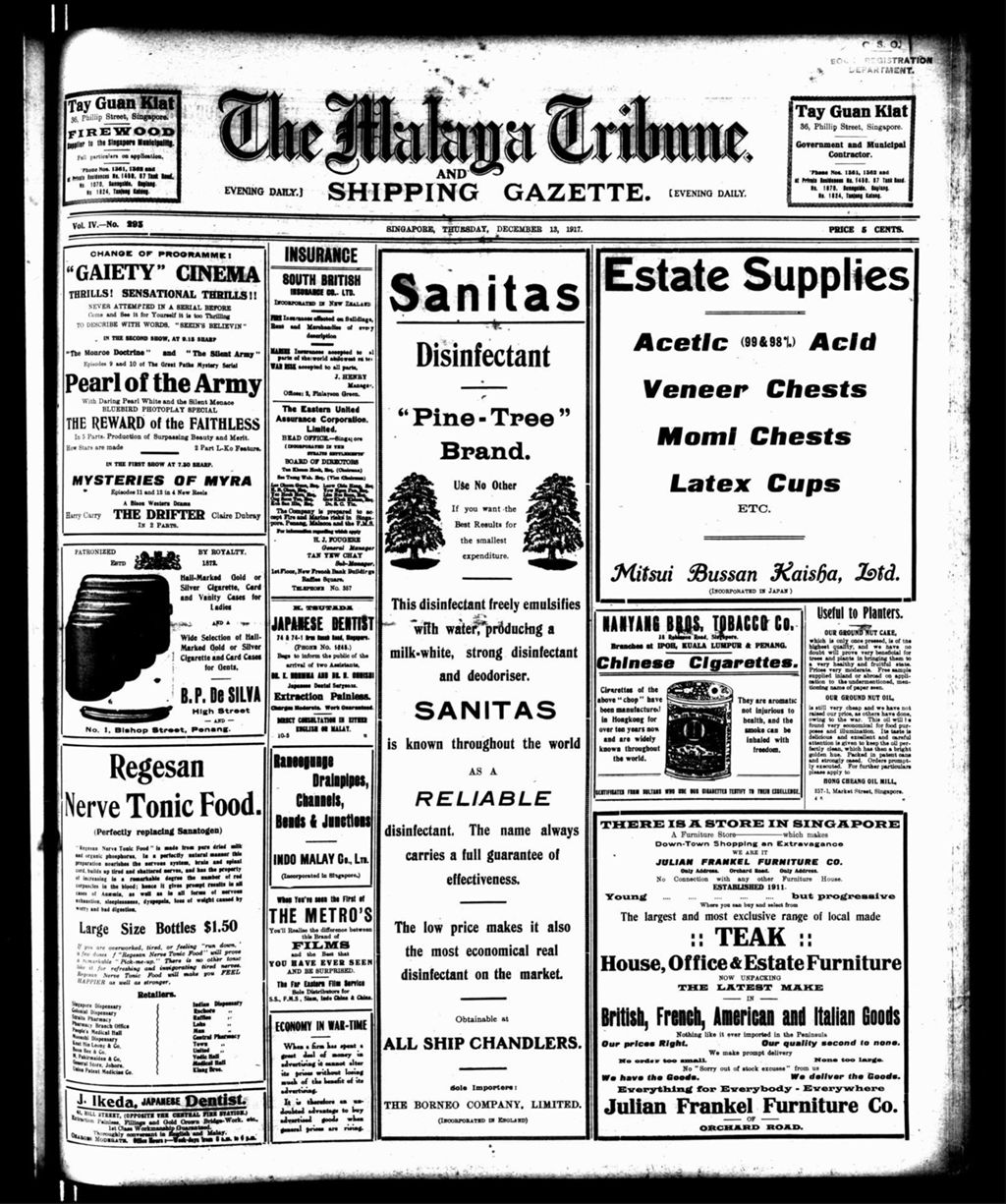 Miniature of Malaya Tribune 13 December 1917