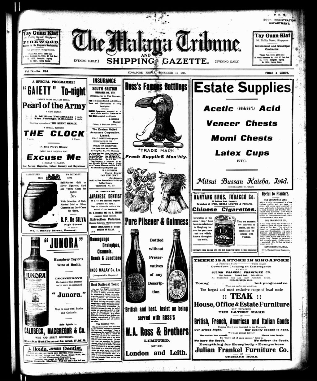 Miniature of Malaya Tribune 14 December 1917