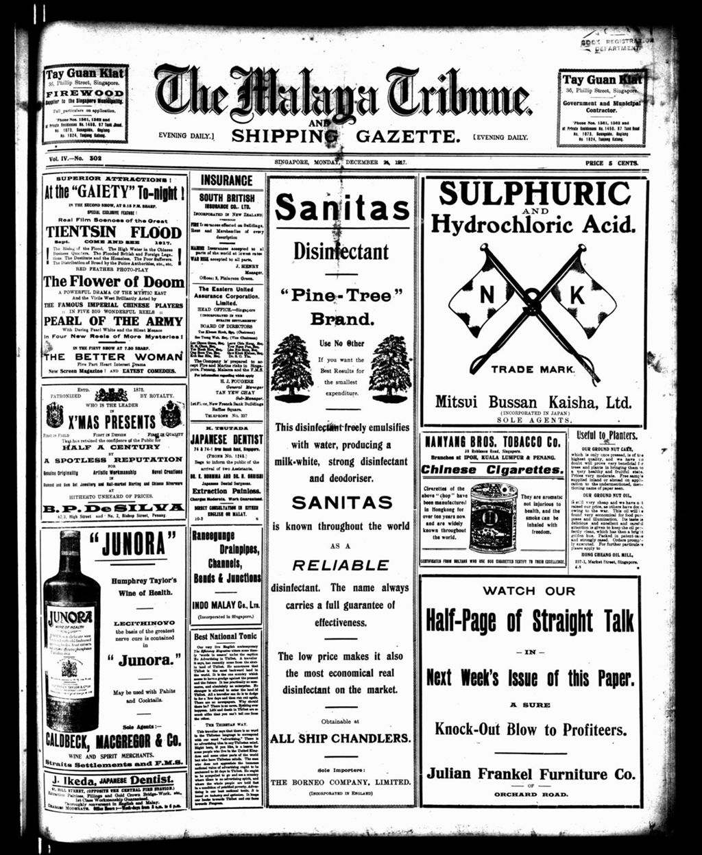 Miniature of Malaya Tribune 24 December 1917