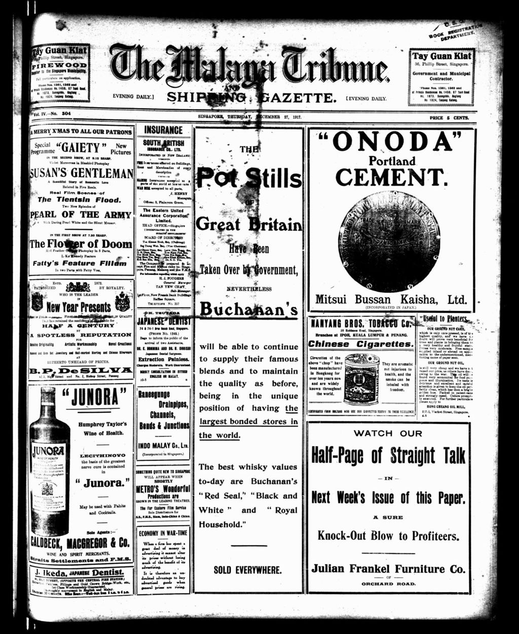 Miniature of Malaya Tribune 27 December 1917