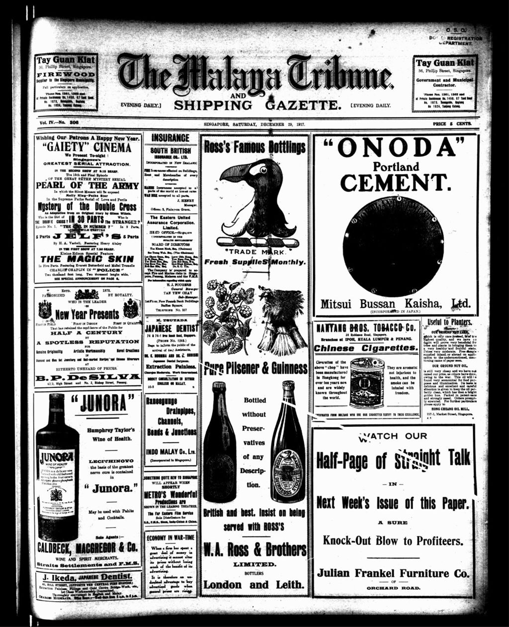 Miniature of Malaya Tribune 29 December 1917