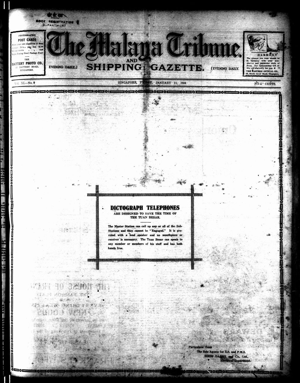 Miniature of Malaya Tribune 11 January 1924