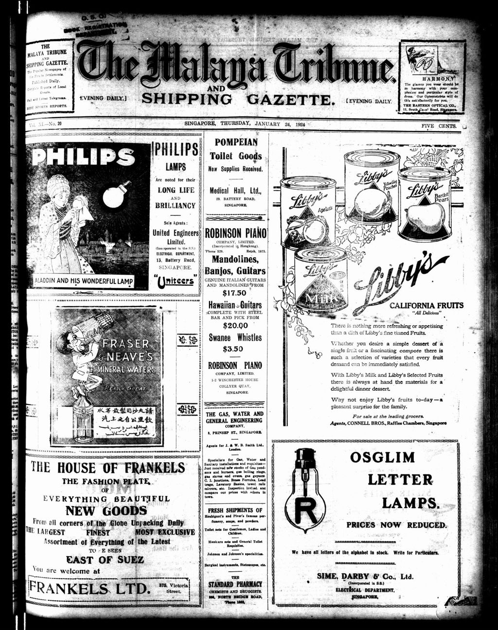 Miniature of Malaya Tribune 24 January 1924