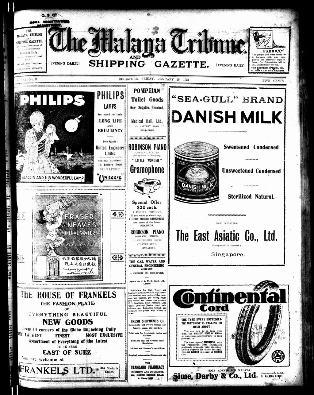 Miniature of Malaya Tribune 25 January 1924