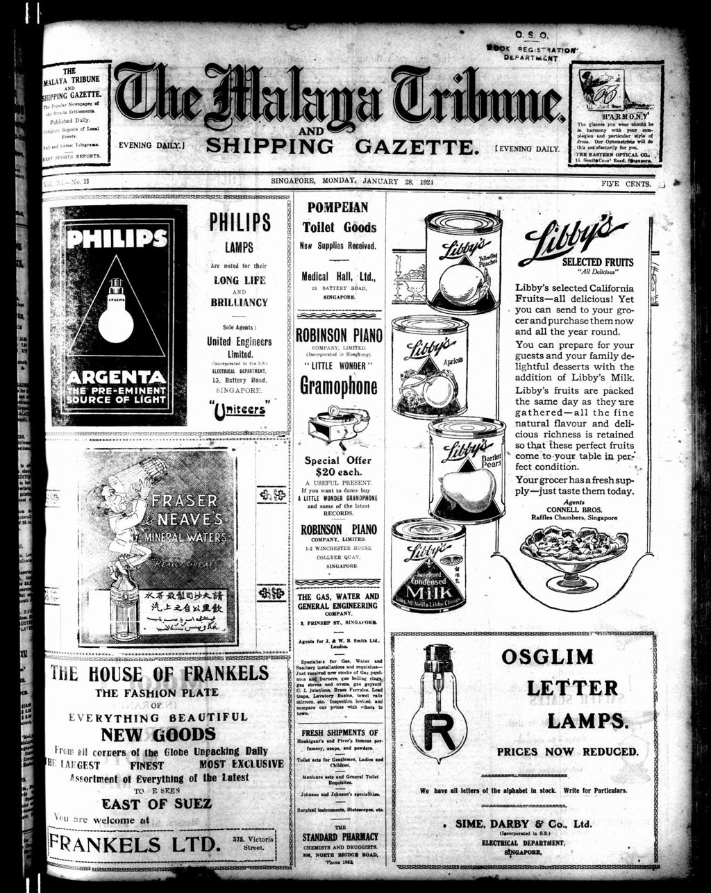 Miniature of Malaya Tribune 28 January 1924