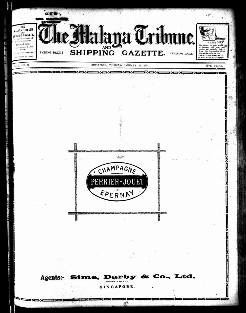 Miniature of Malaya Tribune 29 January 1924