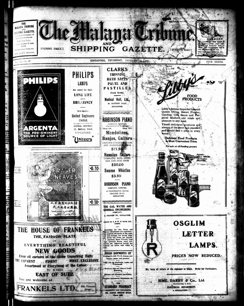 Miniature of Malaya Tribune 31 January 1924