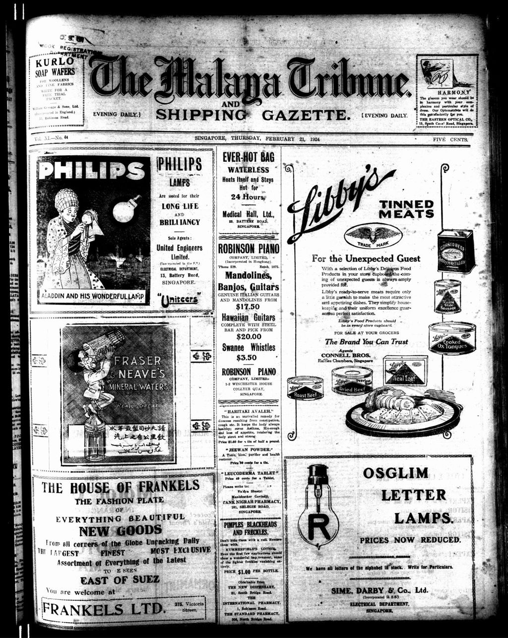 Miniature of Malaya Tribune 21 February 1924