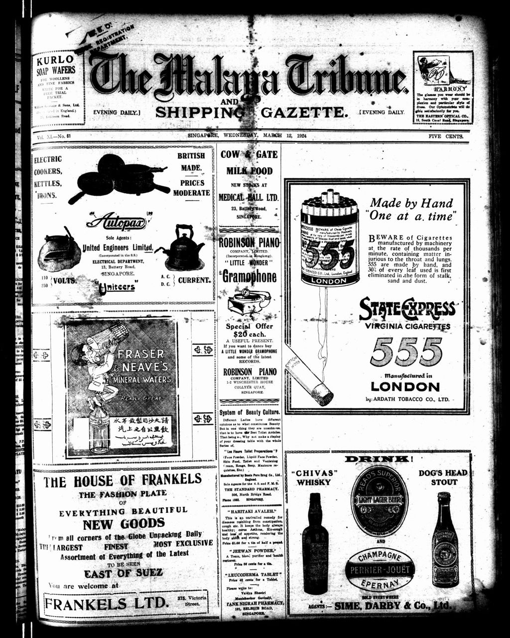 Miniature of Malaya Tribune 12 March 1924