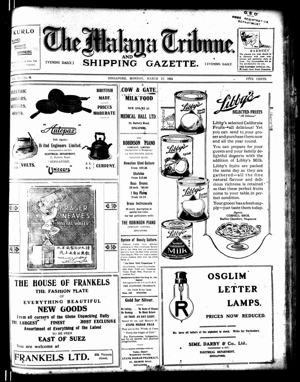 Miniature of Malaya Tribune 17 March 1924