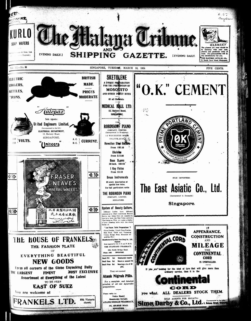 Miniature of Malaya Tribune 18 March 1924