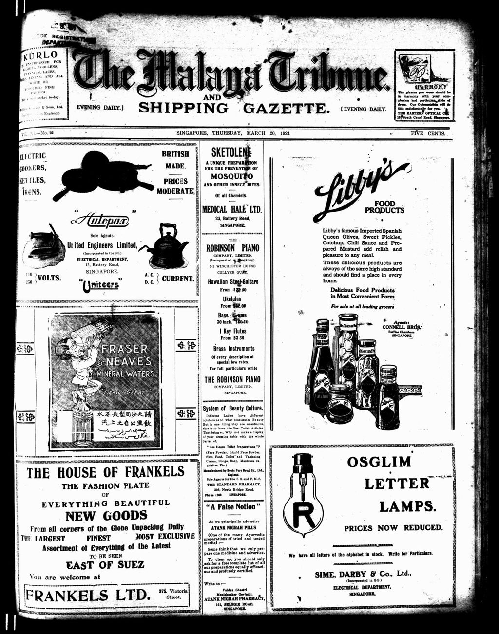 Miniature of Malaya Tribune 20 March 1924