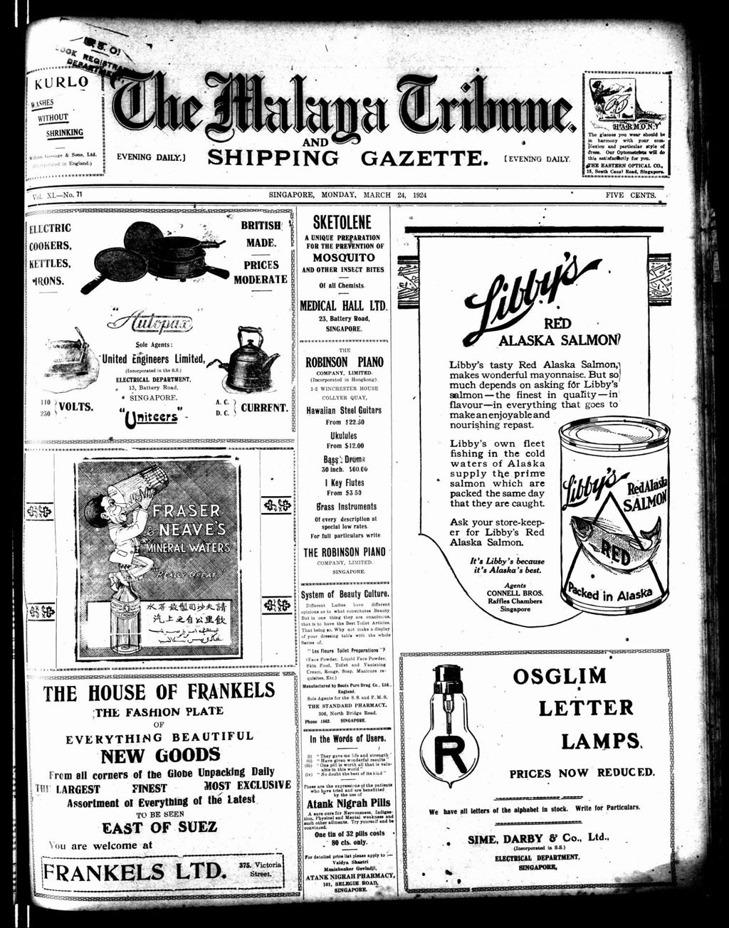 Miniature of Malaya Tribune 24 March 1924