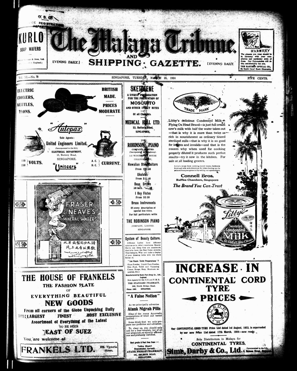 Miniature of Malaya Tribune 25 March 1924