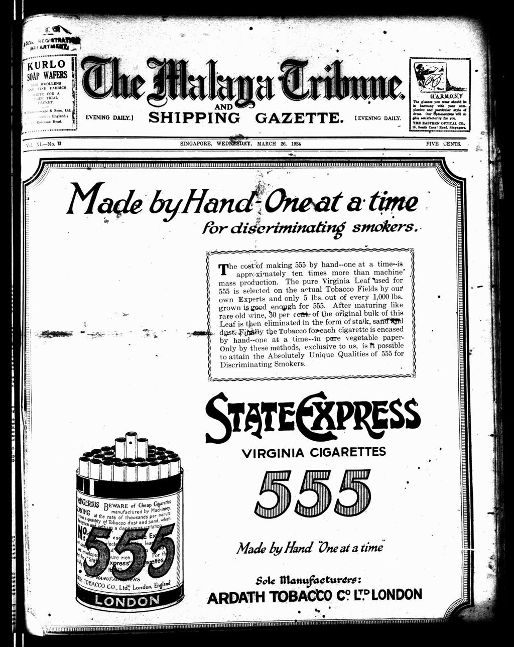 Miniature of Malaya Tribune 26 March 1924