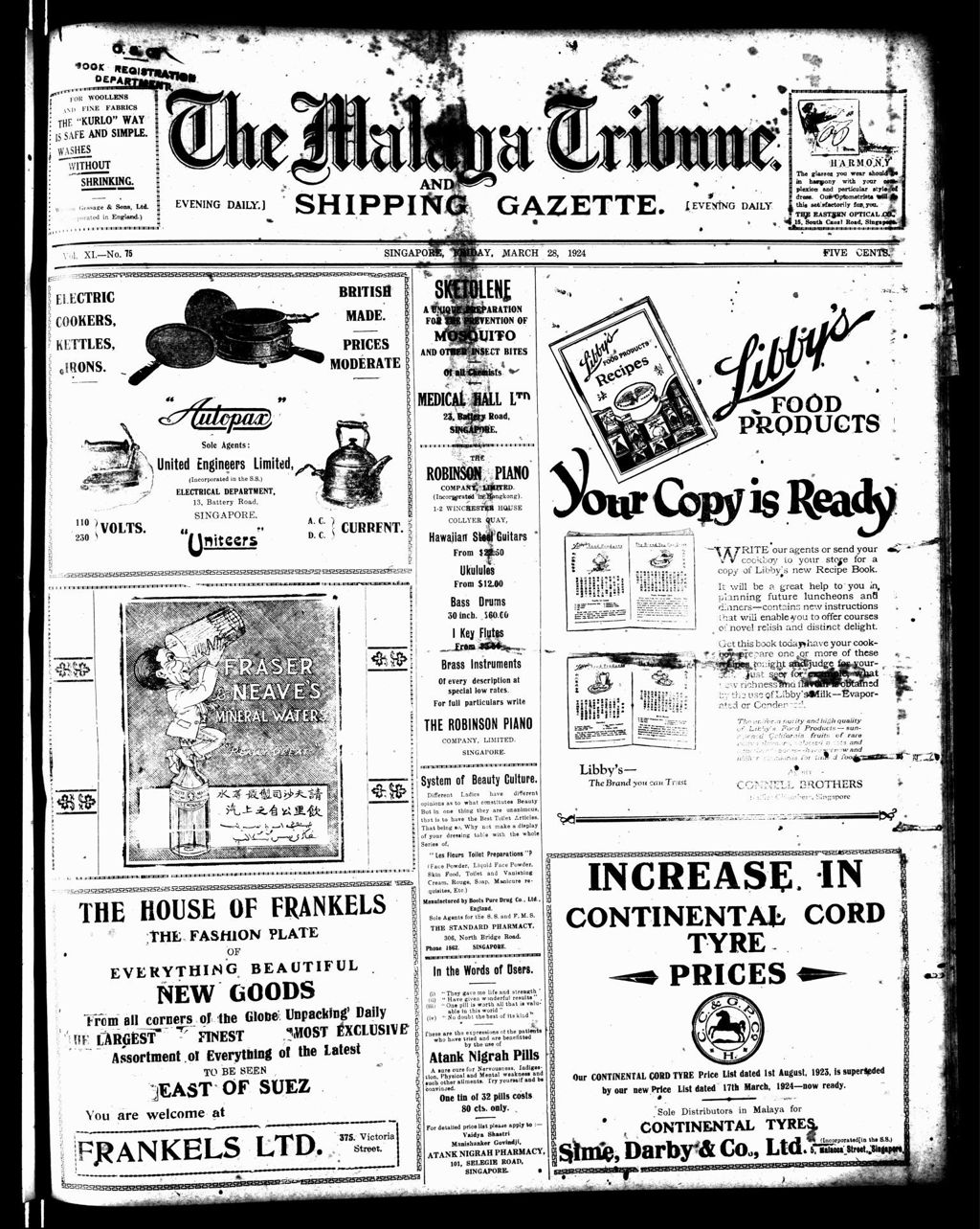 Miniature of Malaya Tribune 28 March 1924