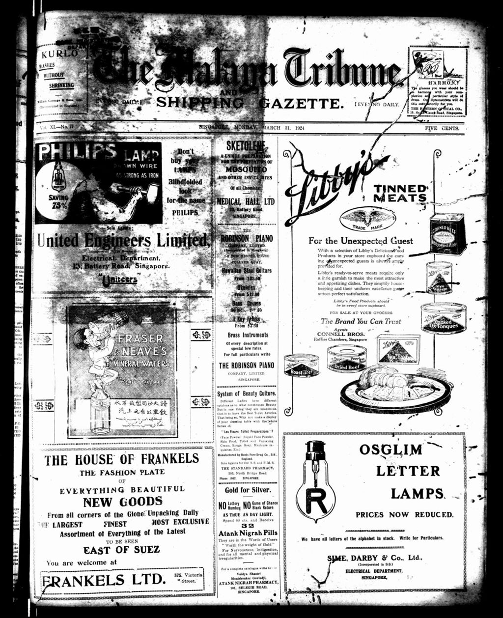 Miniature of Malaya Tribune 31 March 1924