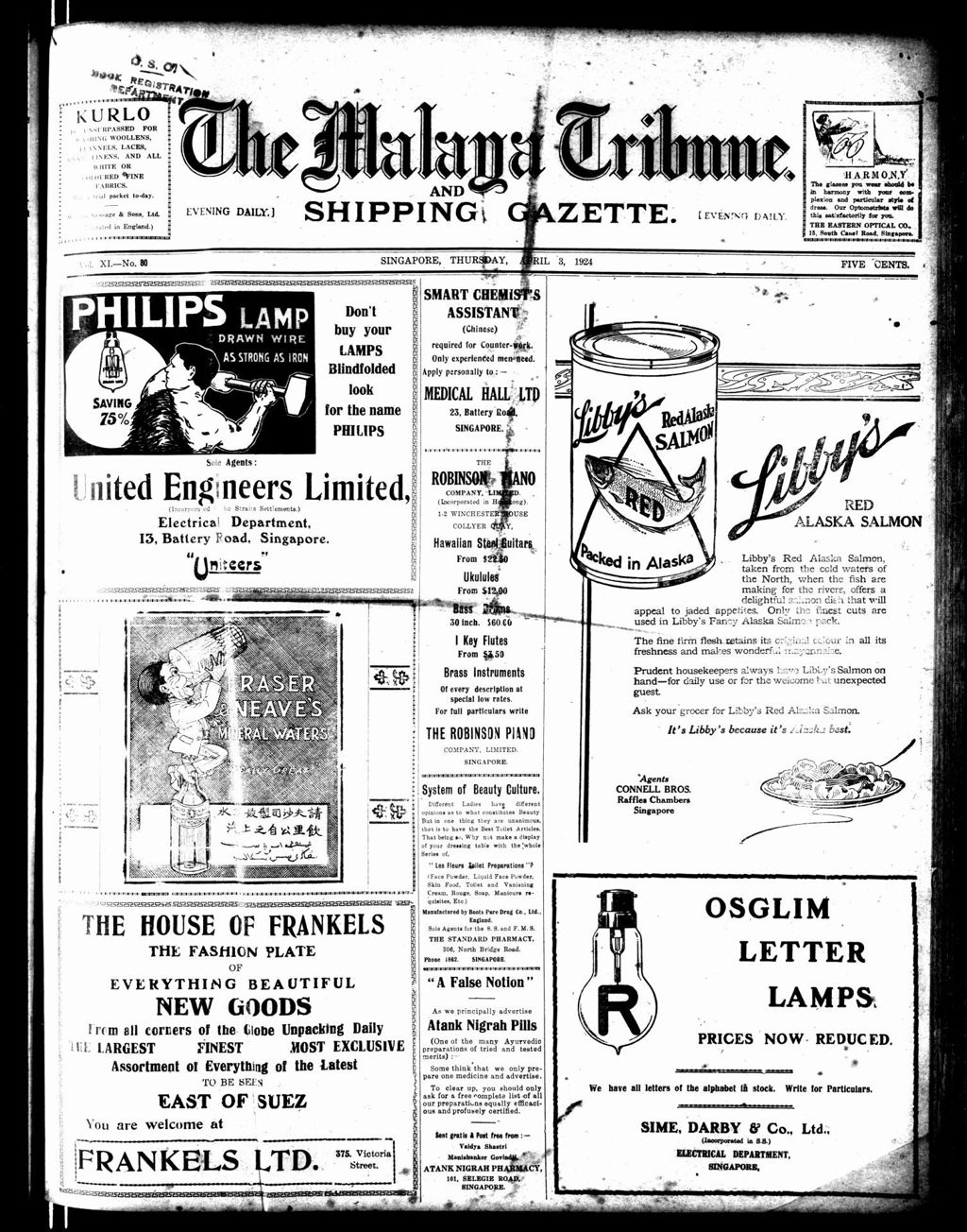 Miniature of Malaya Tribune 03 April 1924