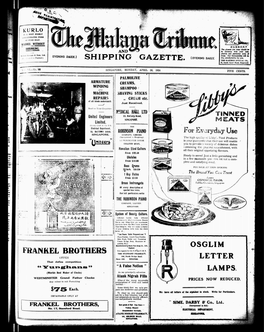 Miniature of Malaya Tribune 28 April 1924