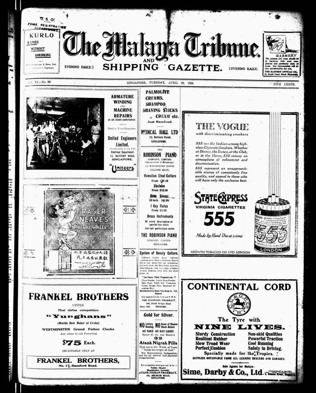 Miniature of Malaya Tribune 29 April 1924