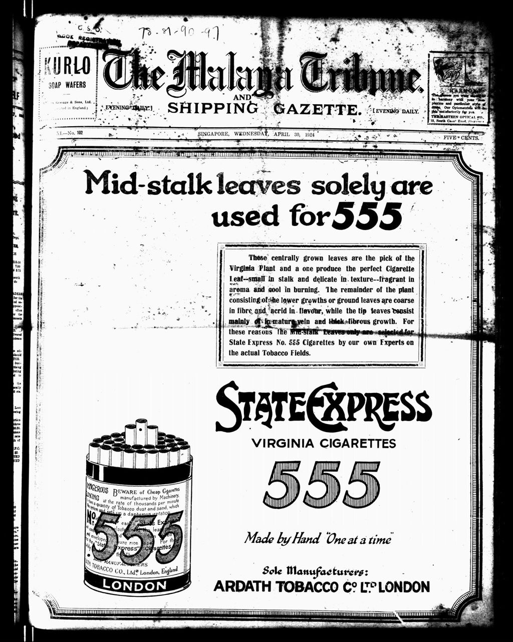 Miniature of Malaya Tribune 30 April 1924