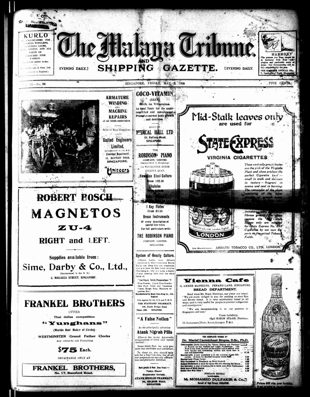 Miniature of Malaya Tribune 02 May 1924