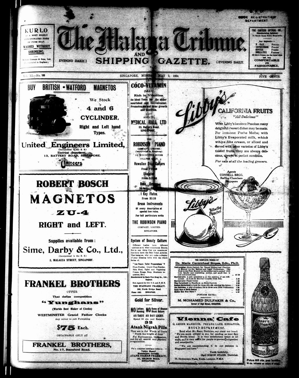 Miniature of Malaya Tribune 05 May 1924