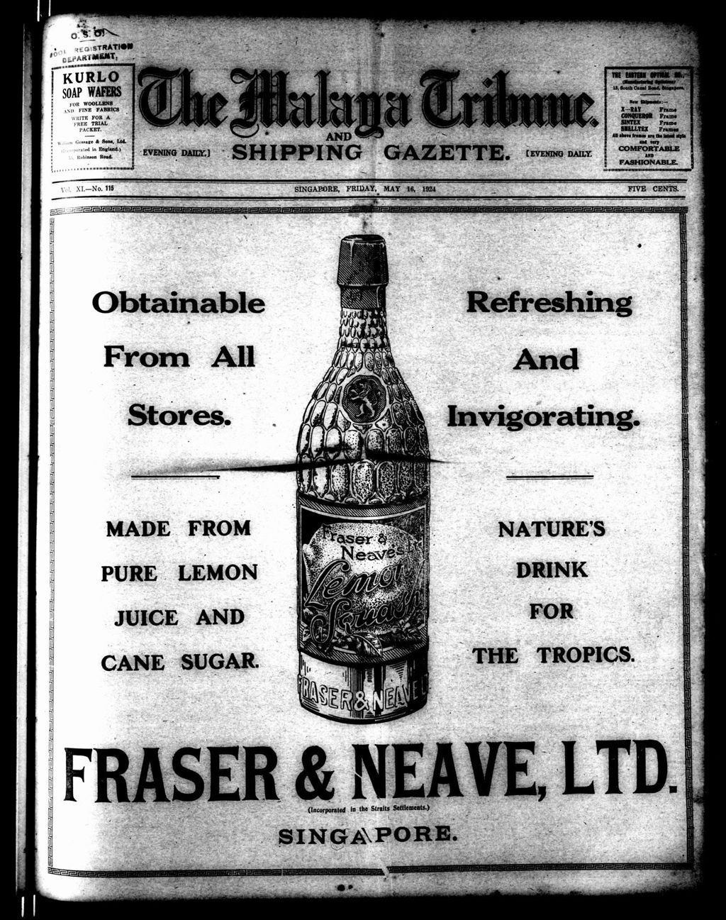 Miniature of Malaya Tribune 16 May 1924