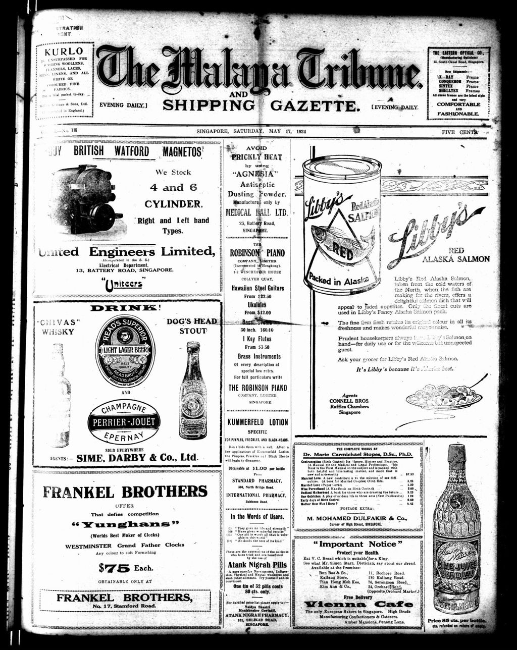 Miniature of Malaya Tribune 17 May 1924