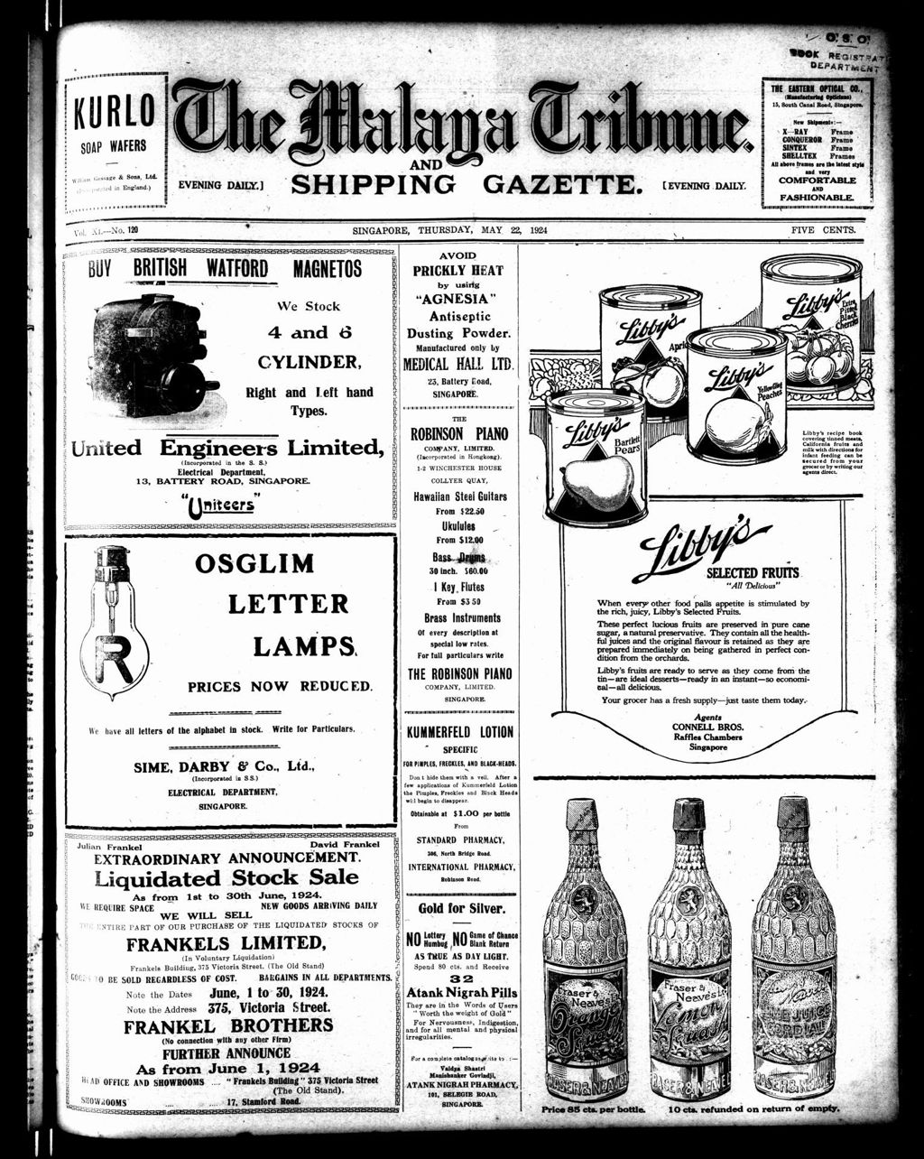 Miniature of Malaya Tribune 22 May 1924