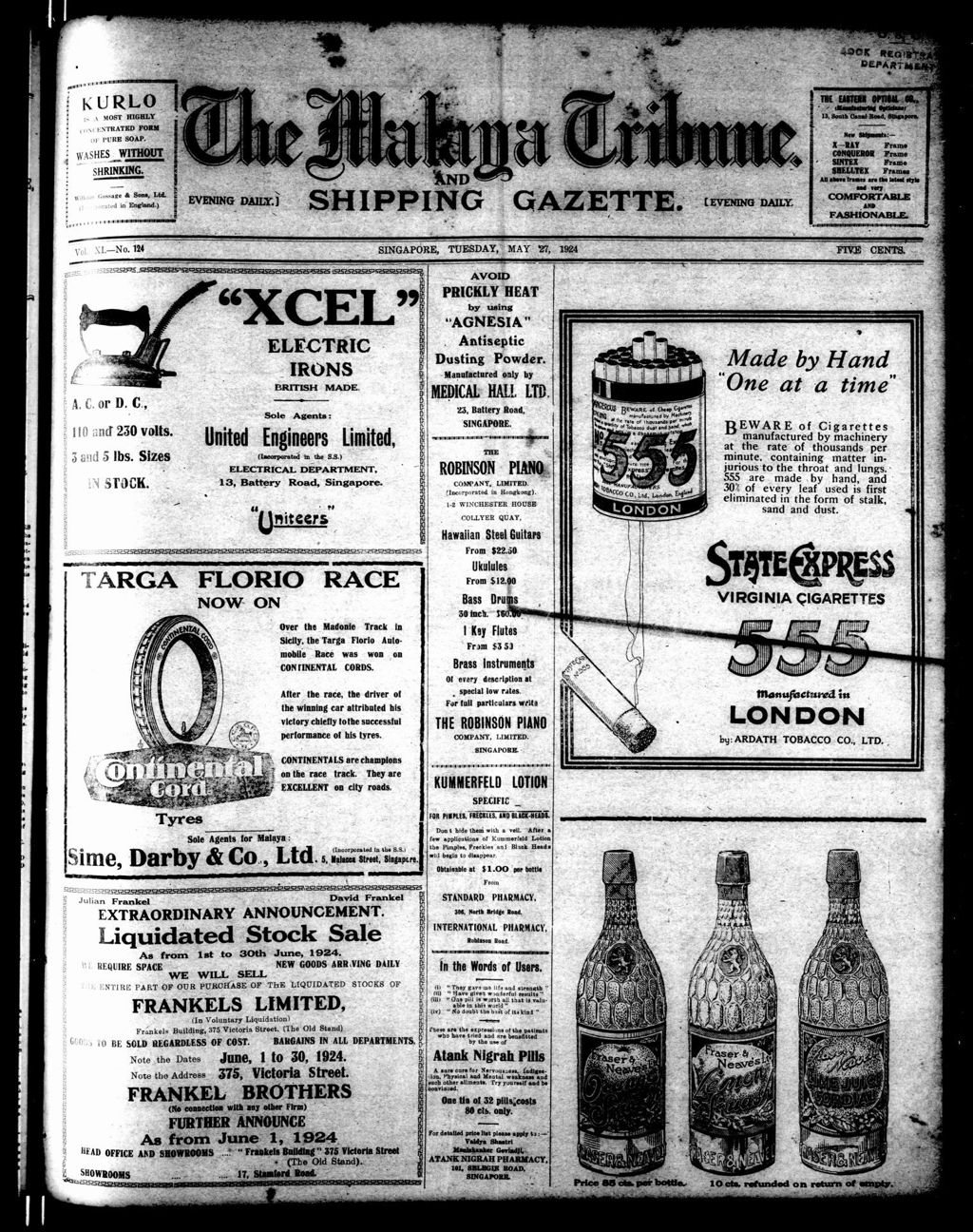 Miniature of Malaya Tribune 27 May 1924