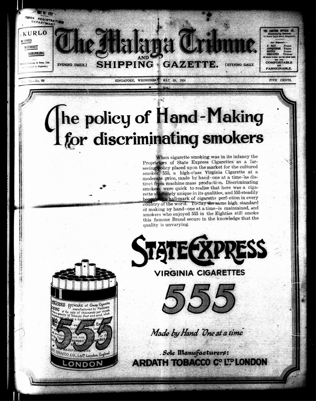 Miniature of Malaya Tribune 28 May 1924