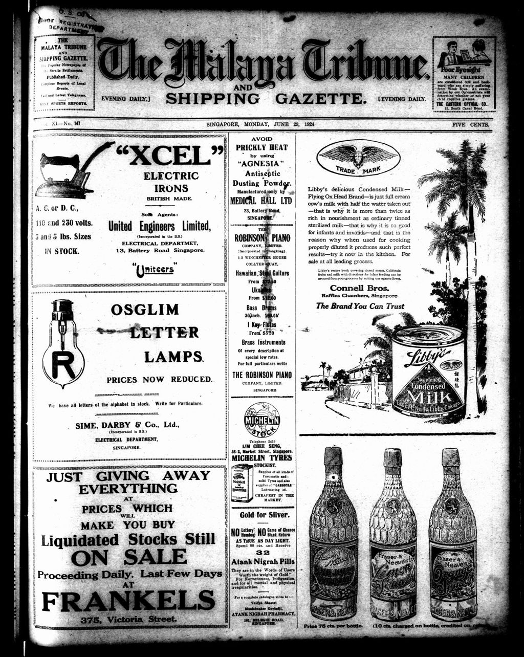 Miniature of Malaya Tribune 23 June 1924