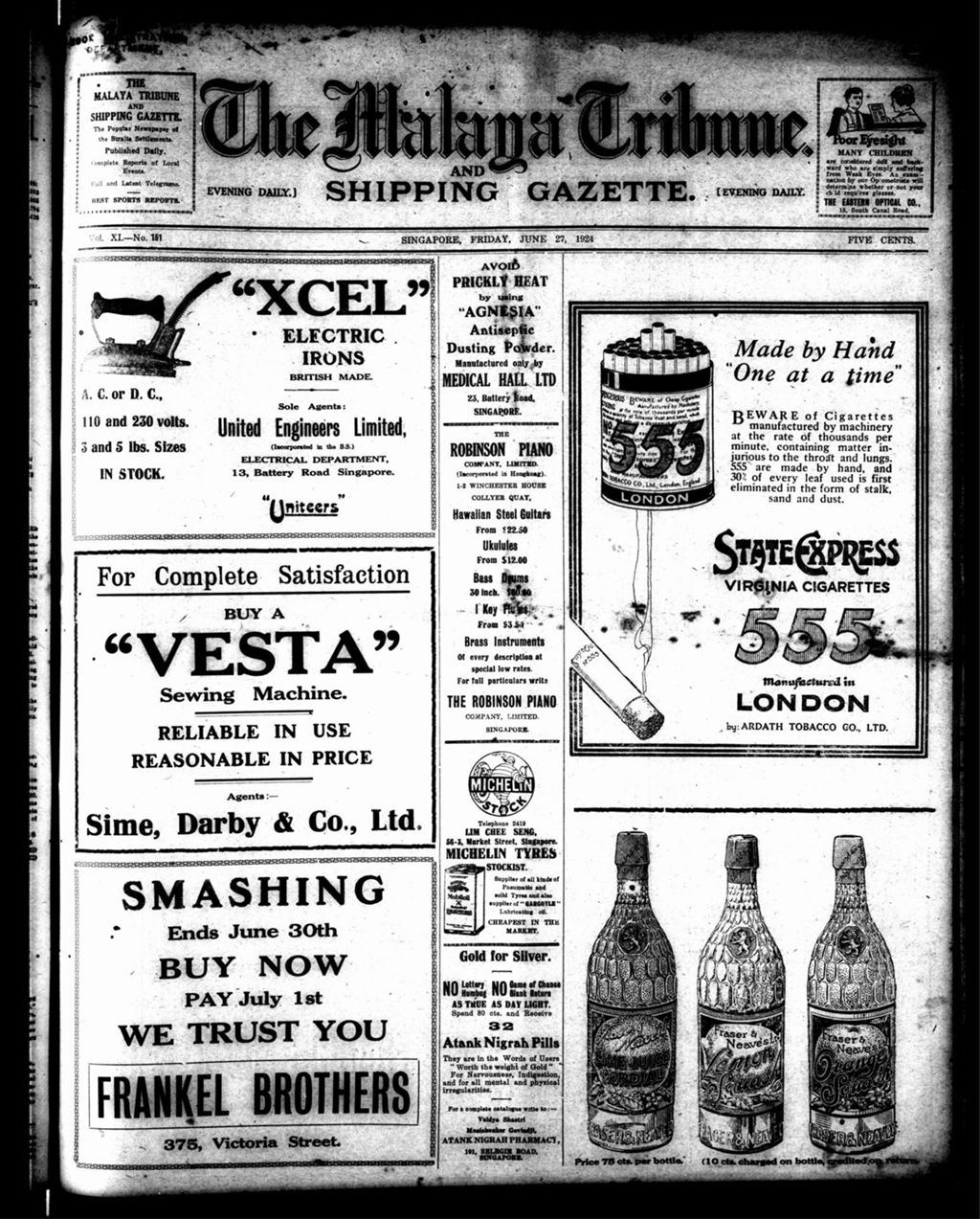 Miniature of Malaya Tribune 27 June 1924