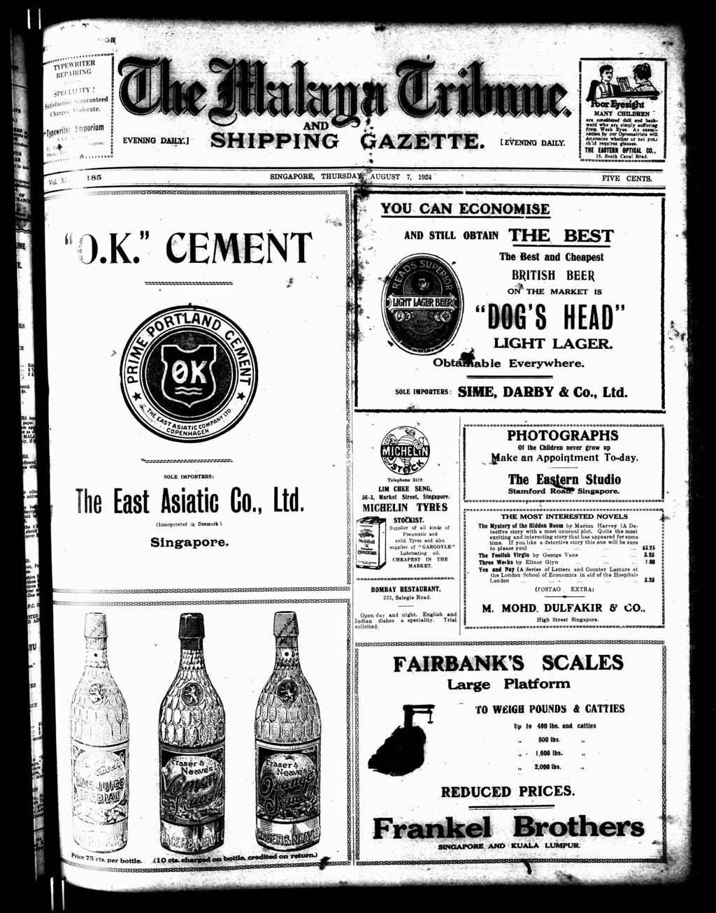 Miniature of Malaya Tribune 07 August 1924