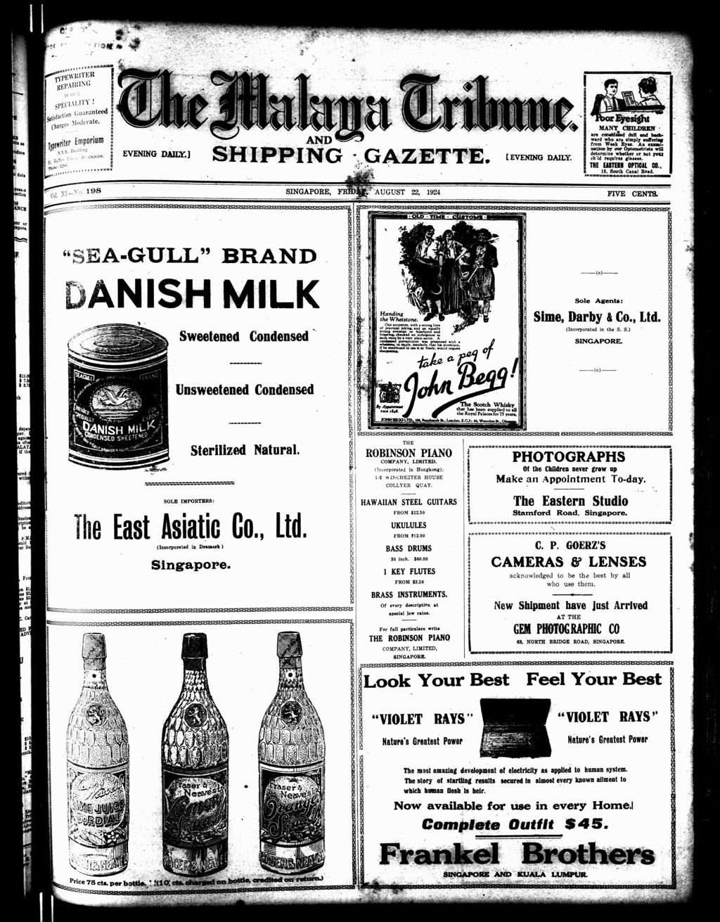 Miniature of Malaya Tribune 22 August 1924