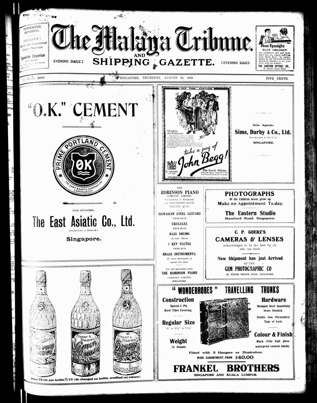 Miniature of Malaya Tribune 28 August 1924