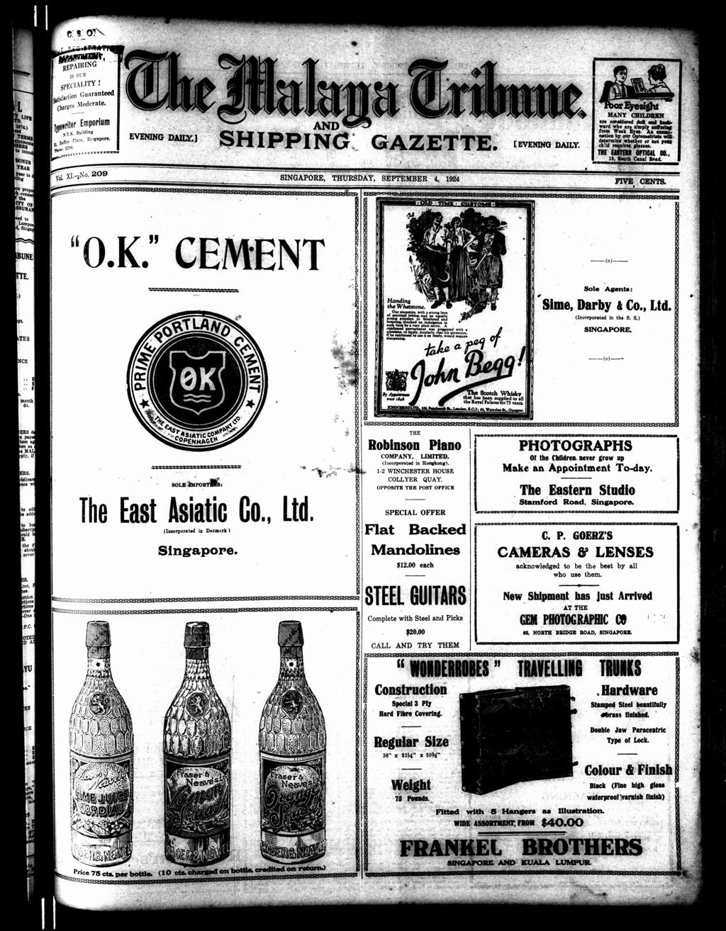 Miniature of Malaya Tribune 04 September 1924