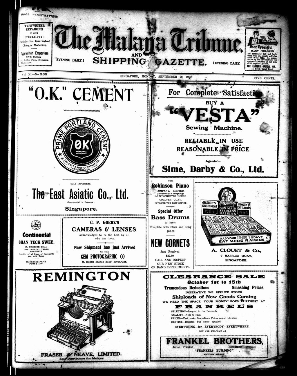 Miniature of Malaya Tribune 29 September 1924