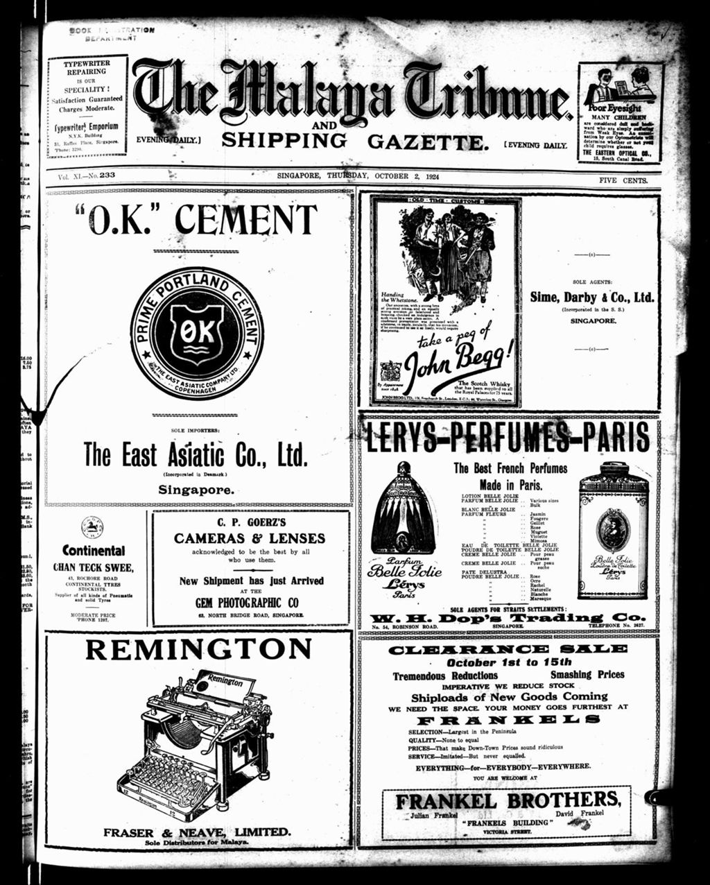 Miniature of Malaya Tribune 02 October 1924