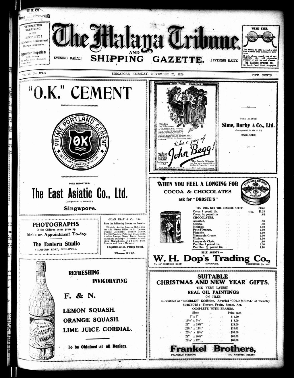 Miniature of Malaya Tribune 25 November 1924