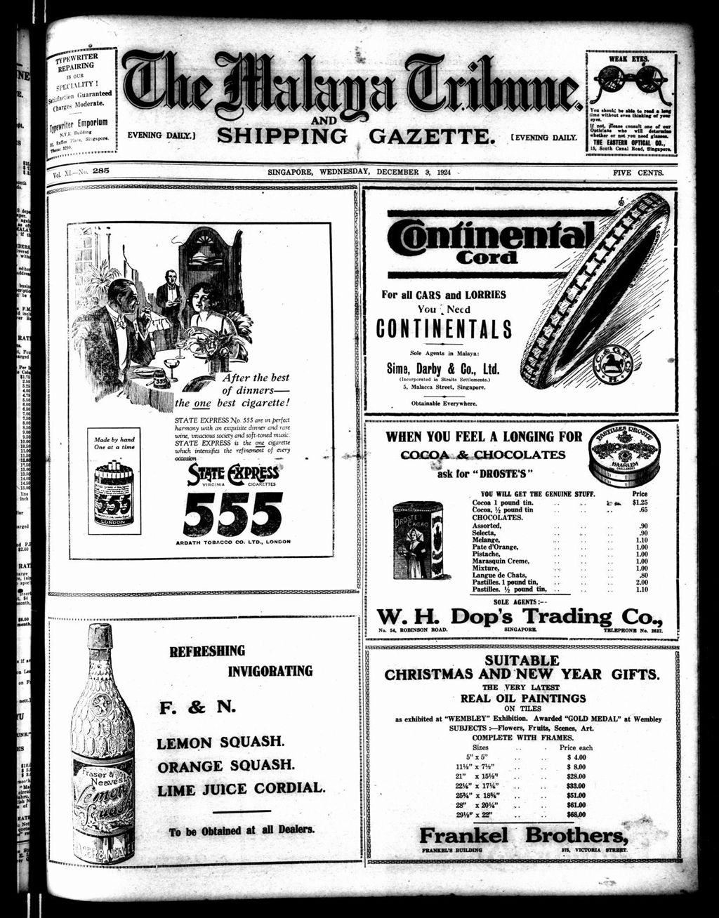 Miniature of Malaya Tribune 03 December 1924