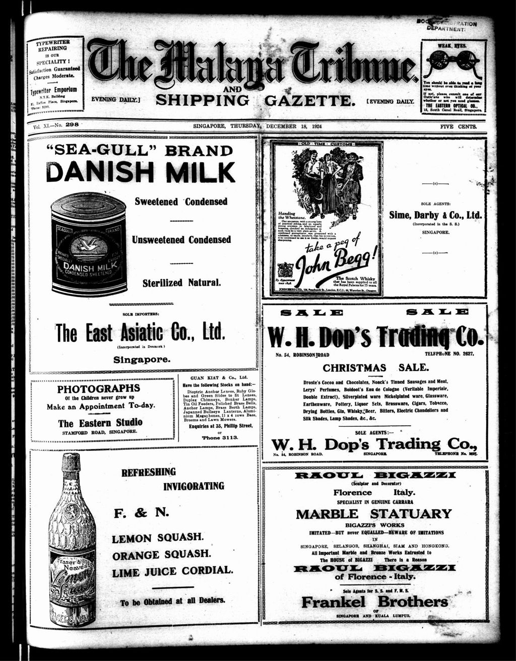 Miniature of Malaya Tribune 18 December 1924