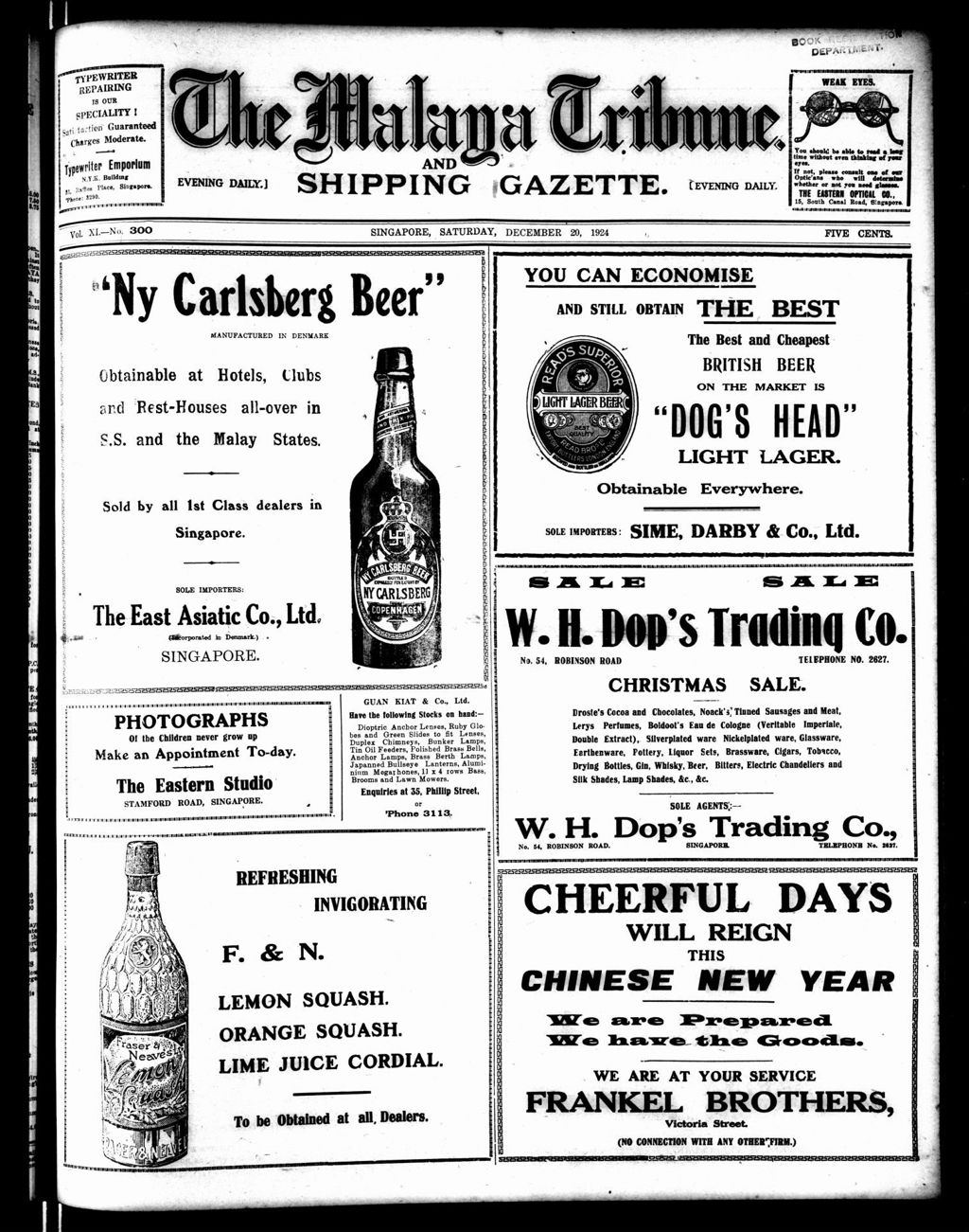 Miniature of Malaya Tribune 20 December 1924