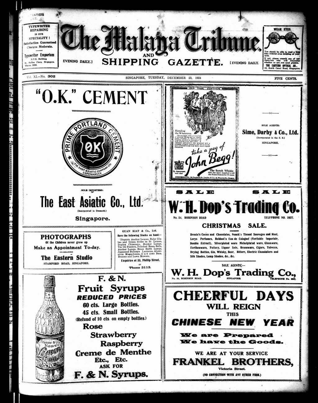 Miniature of Malaya Tribune 23 December 1924