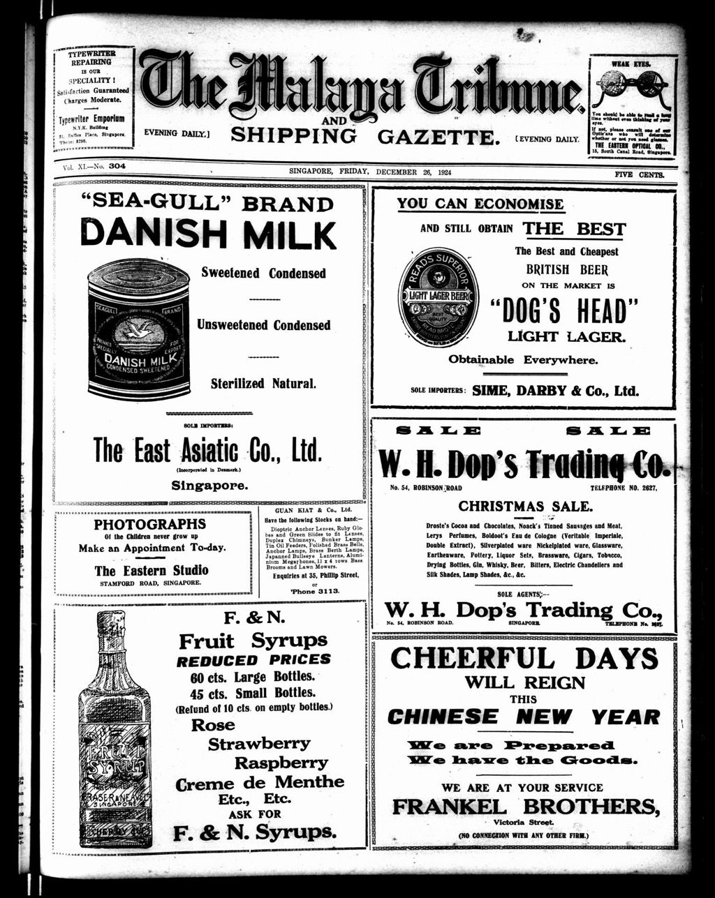 Miniature of Malaya Tribune 26 December 1924