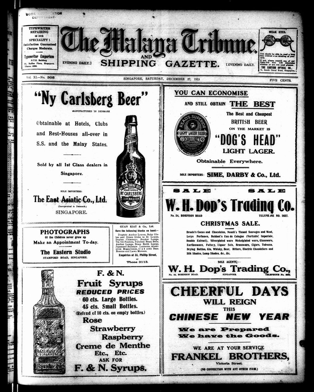 Miniature of Malaya Tribune 27 December 1924