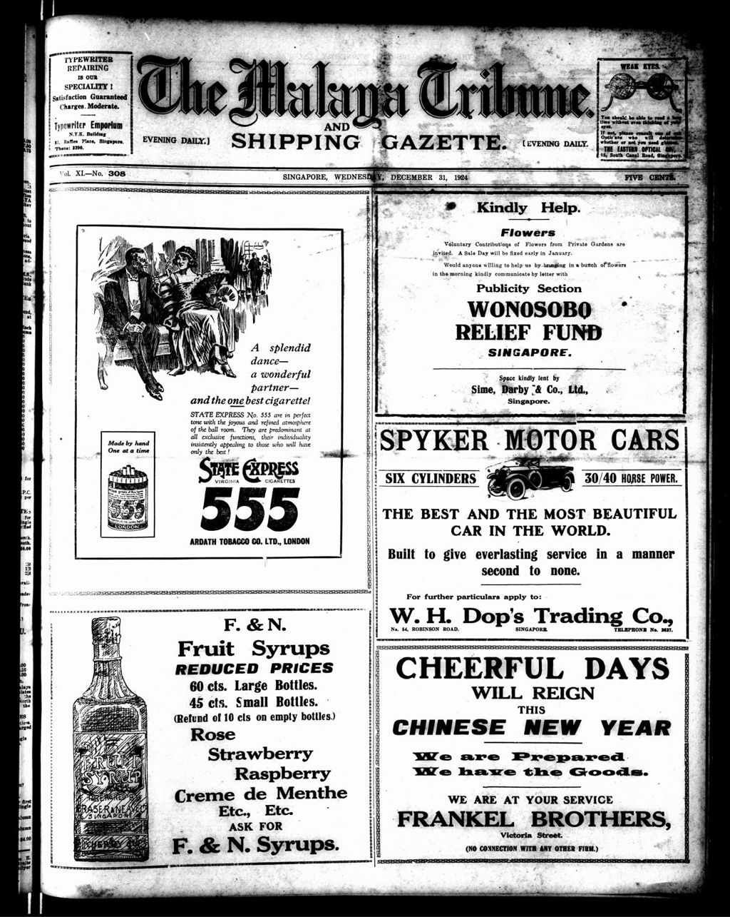 Miniature of Malaya Tribune 31 December 1924