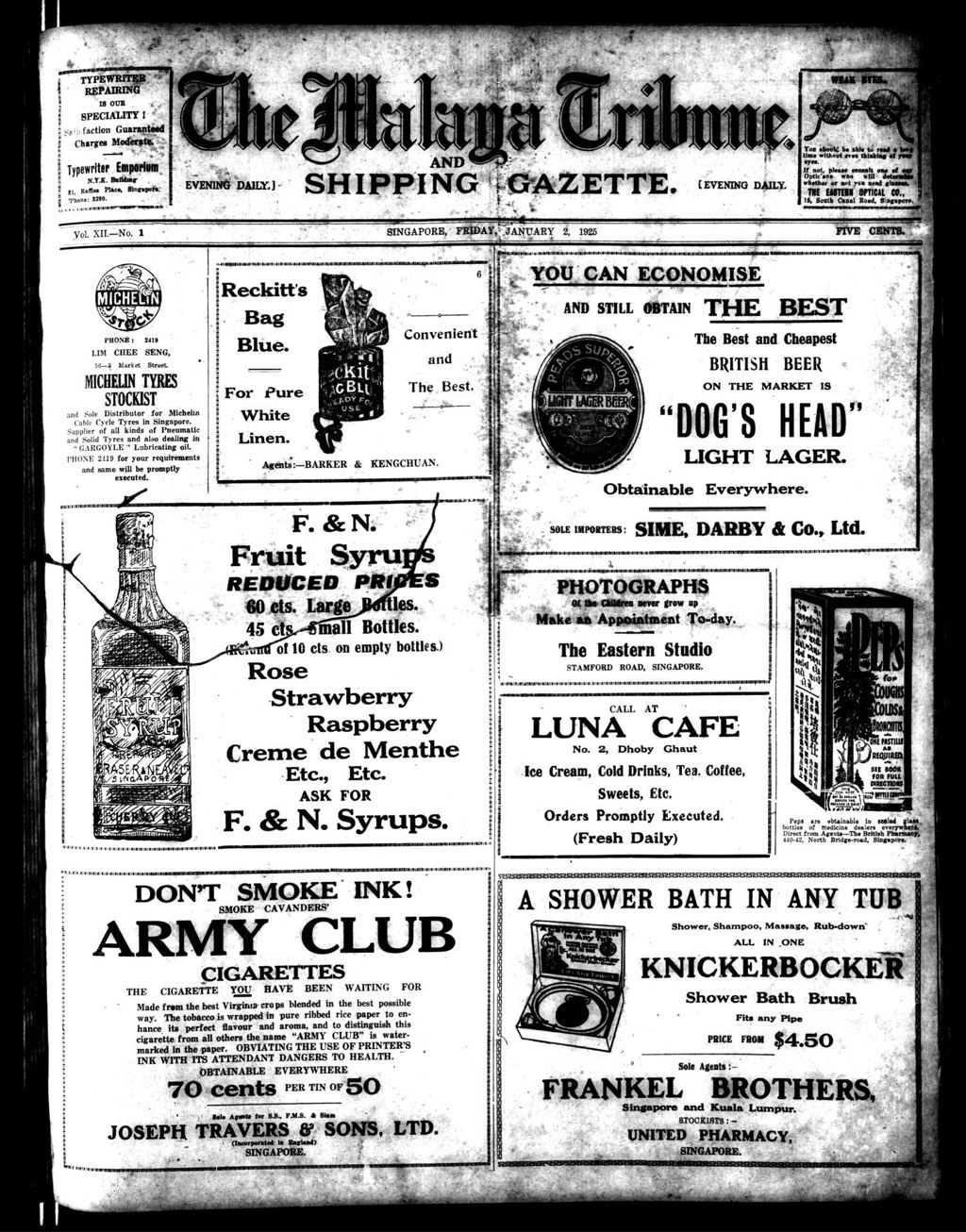 Miniature of Malaya Tribune 02 January 1925